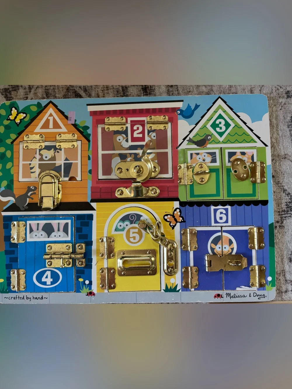Melissa & Doug Kids' Wooden Latch Boards - Colorful Locks Activity